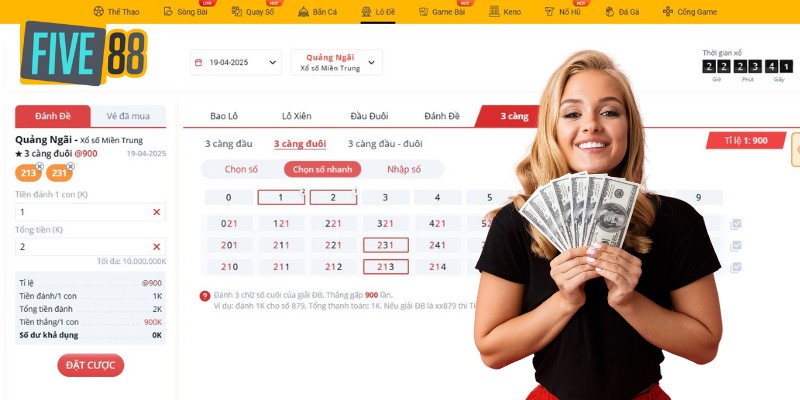 Cách chơi 3 càng lô đề Five88 dễ thắng theo bạc nhớ
