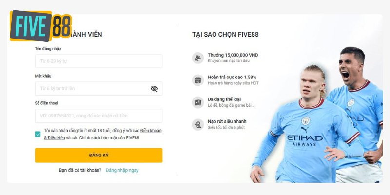 Hướng dẫn các bước đăng ký Five88 đơn giản cho lính mới