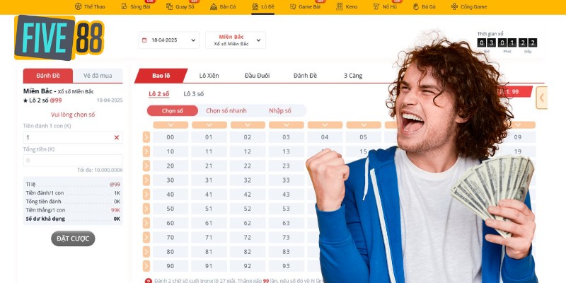 Những hình thức cược được yêu thích nhất trong mục lô đề Five88
